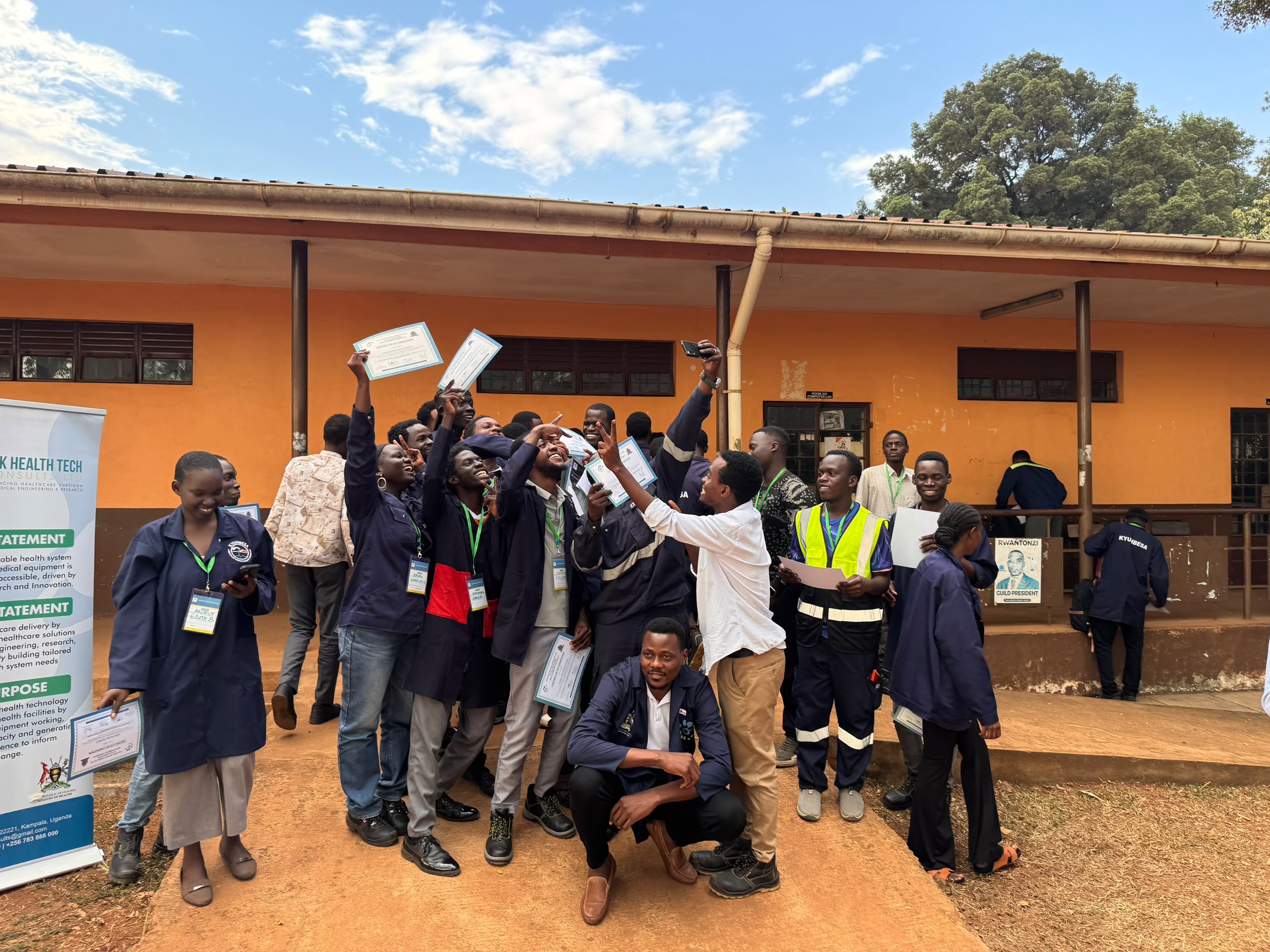 Students celebrating with their certificates