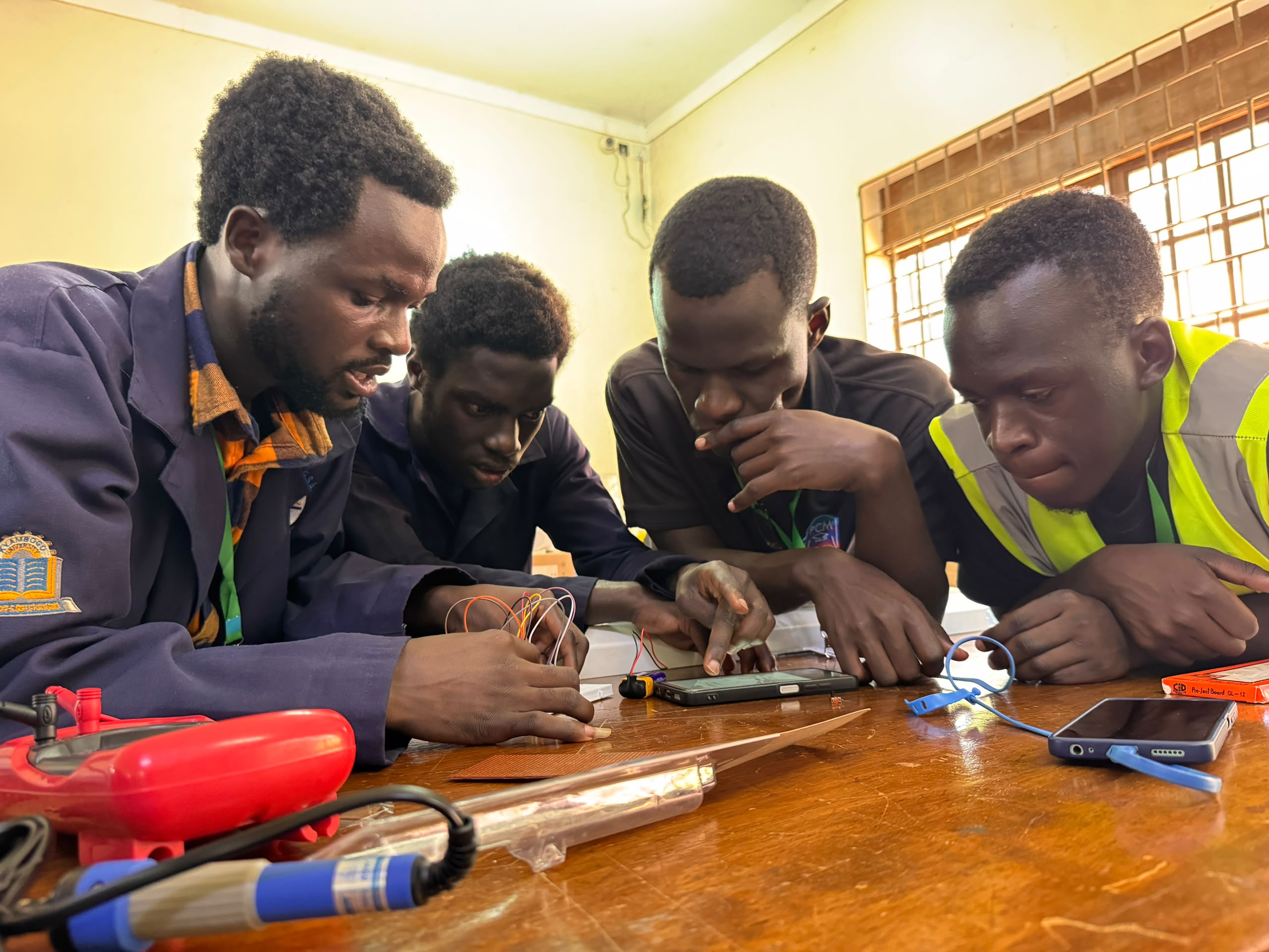 Students setting up a circuit